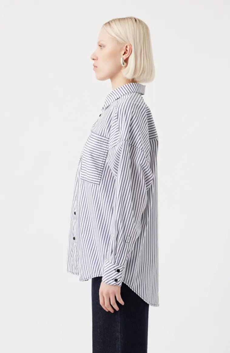 Maya Shirt - White/Navy Stripe Outland Denim