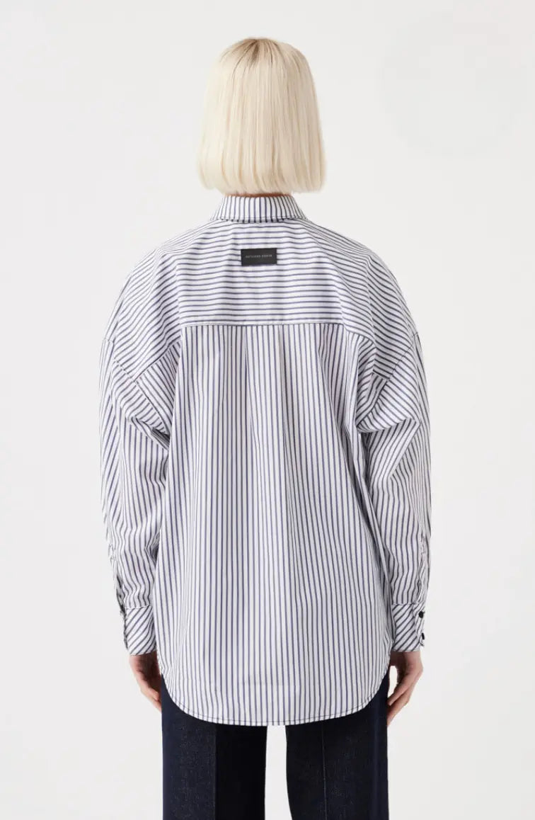 Maya Shirt - White/Navy Stripe Outland Denim