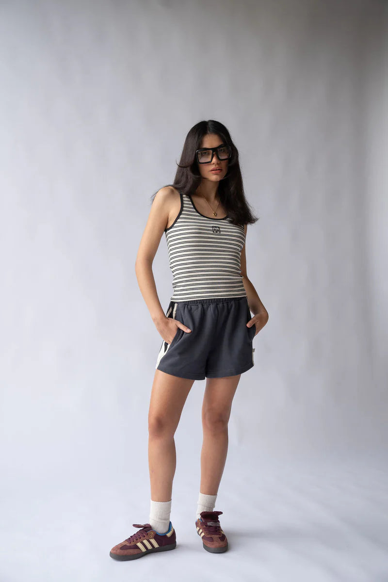 Mio Tank - Noir Stripe Araminta James at Cloth in Brick