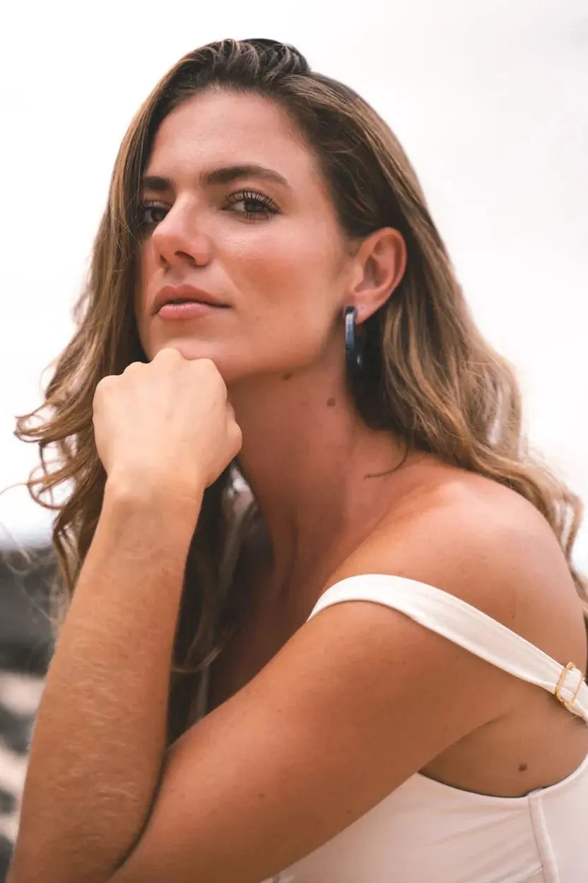 Navy Handcrafted Earrings Kitty Paloma
