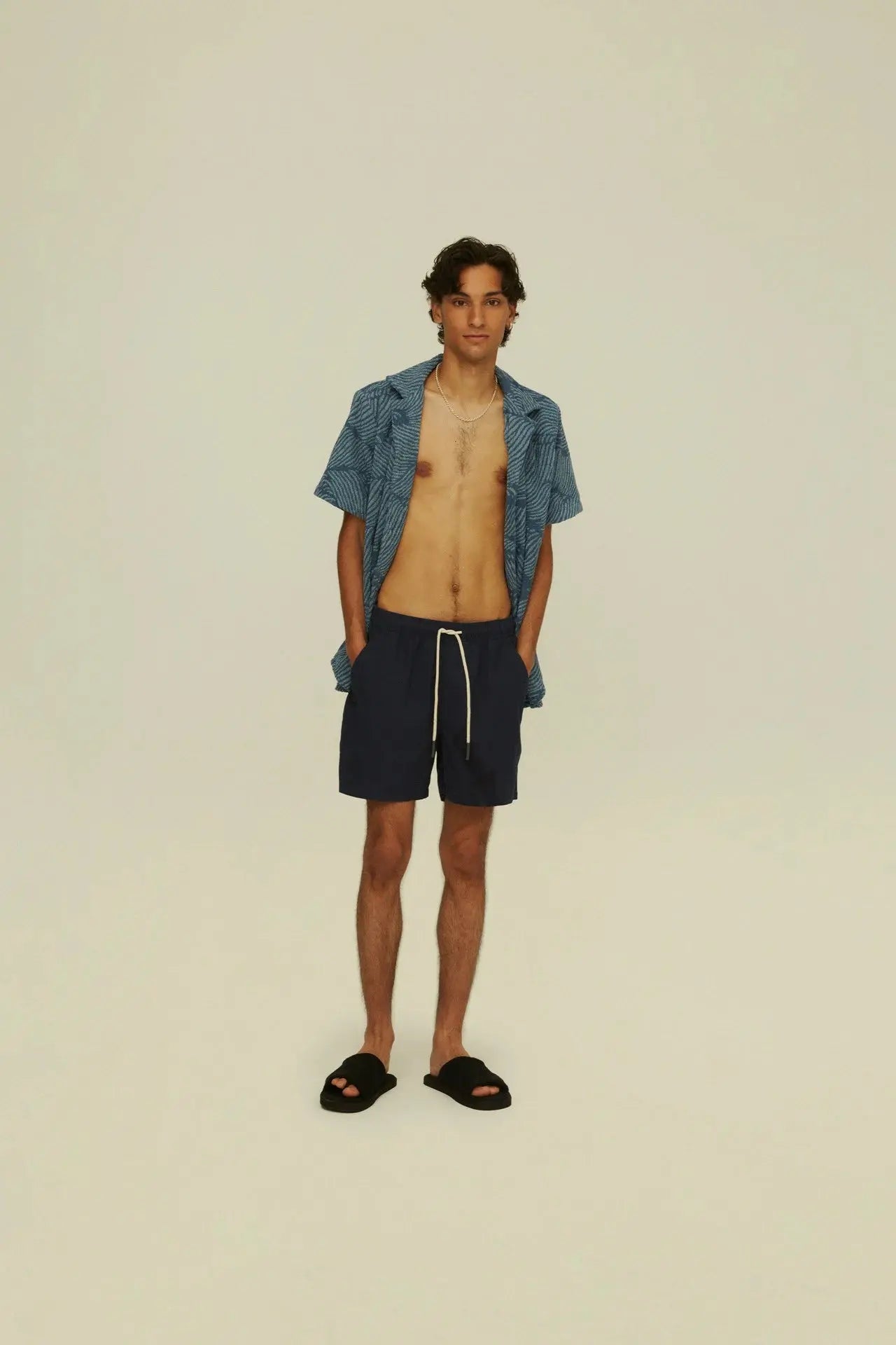 Navy Linen Shorts OAS
