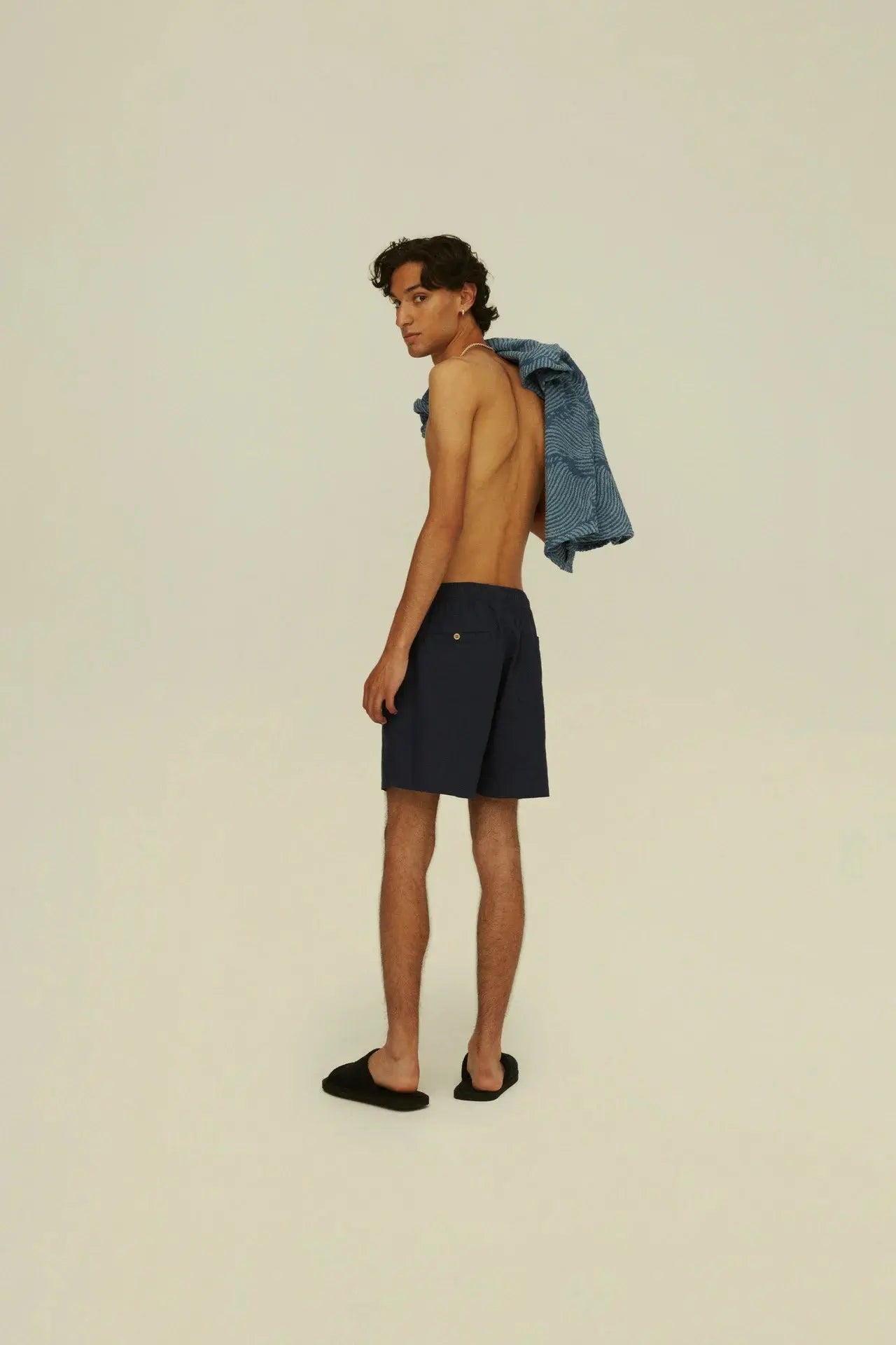 Navy Linen Shorts OAS