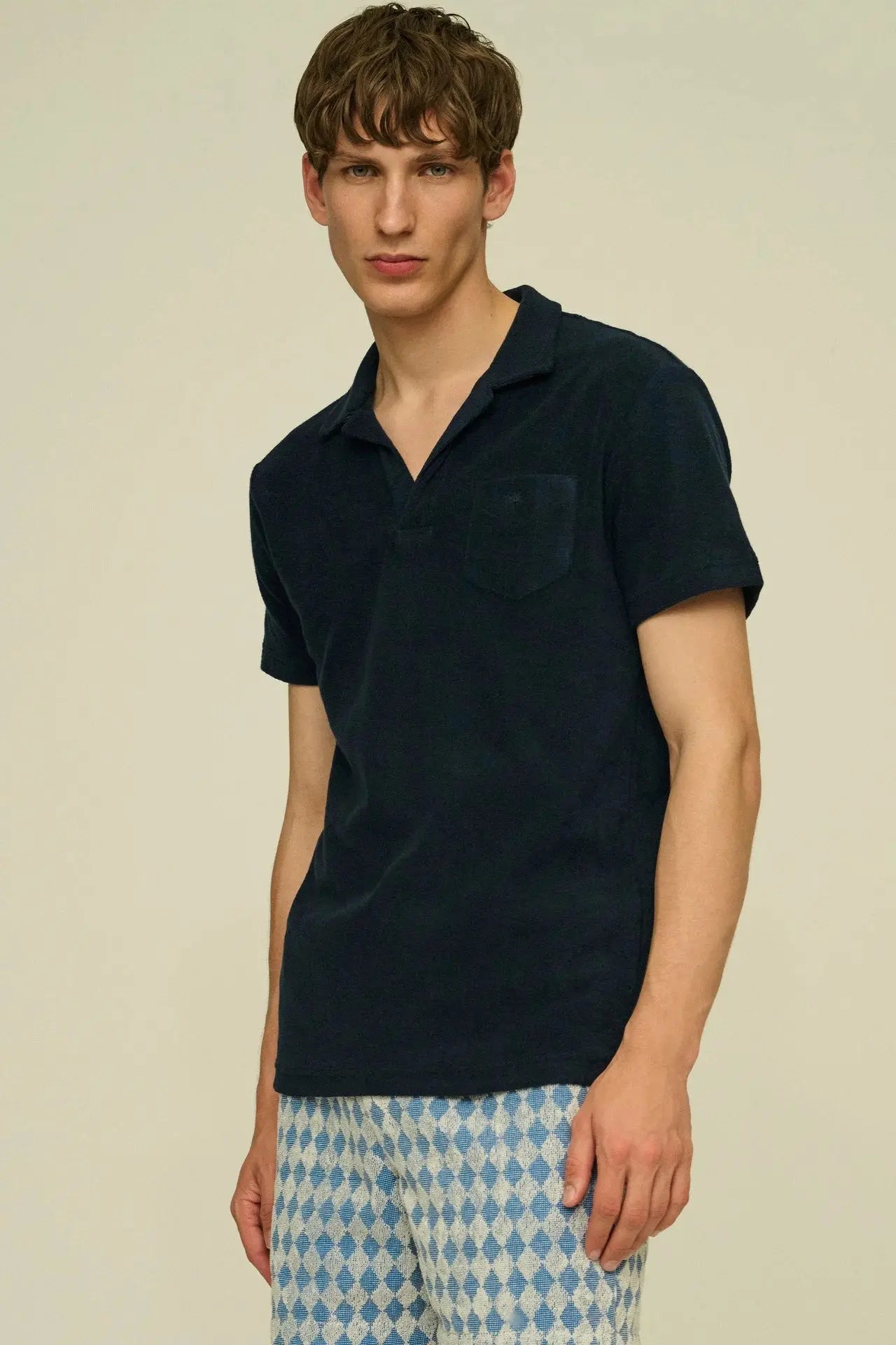 Navy Polo Terry Top OAS