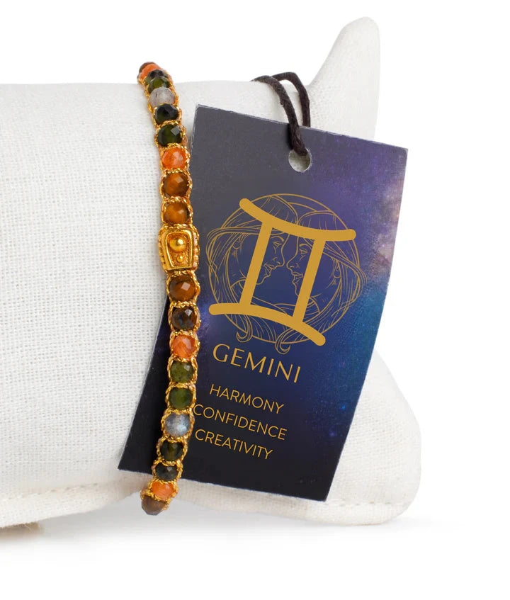 Gemini Crystal Zodiac Gemstone Bracelet - Gold (Copy) Nusands