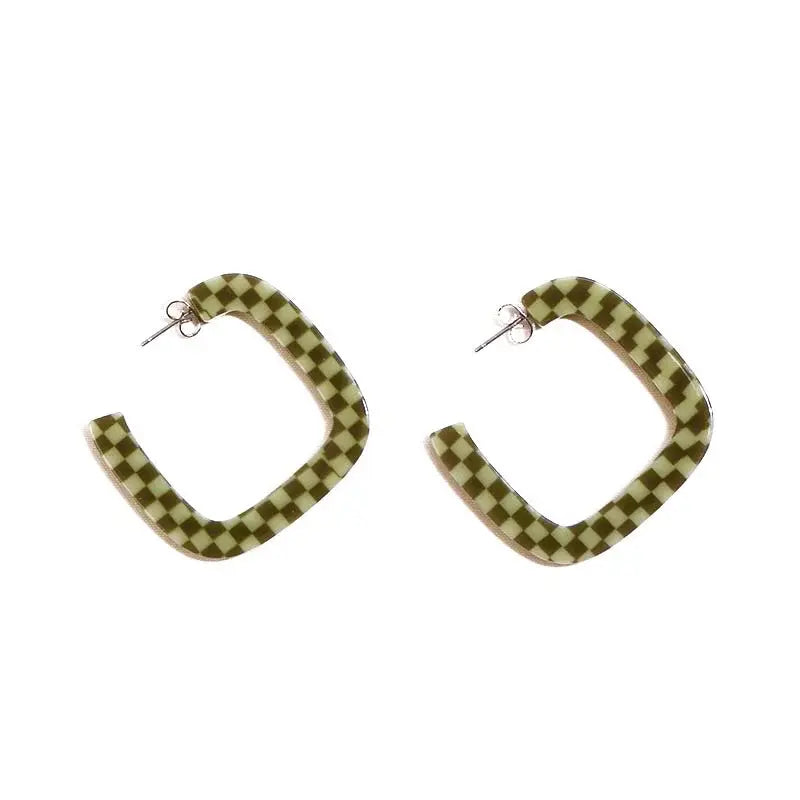 Olive Checker Earrings Kitty Paloma