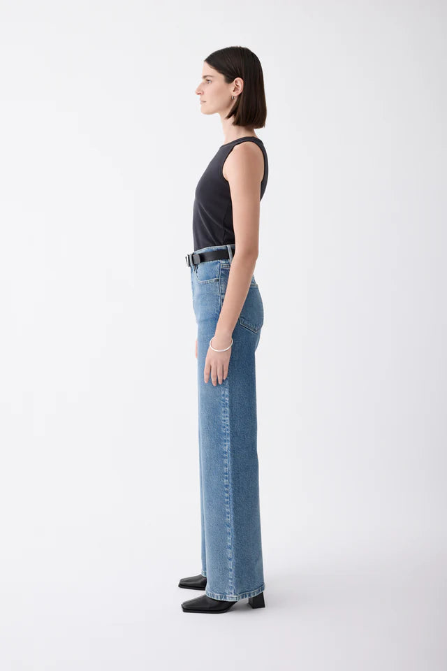 Ellie Super High-Rise Wide Leg Jean - Meridian Blue Outland Denim