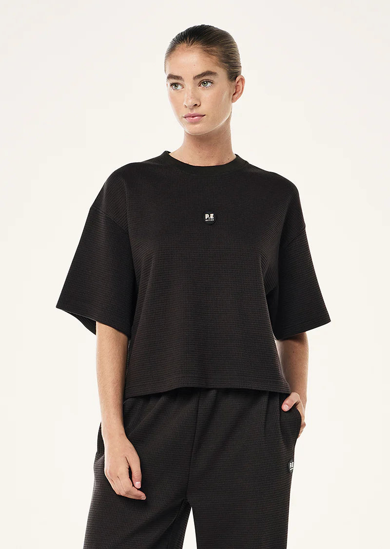 Printemps Waffle Crop Tee - Licorice P.E Nation