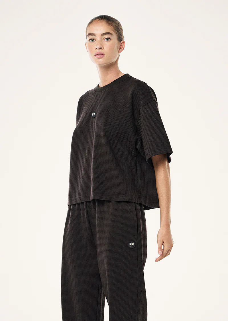 Printemps Waffle Crop Tee - Licorice P.E Nation