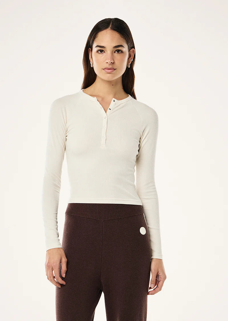 Prive Rib Long Sleeve Tee - Whisper White P.E Nation