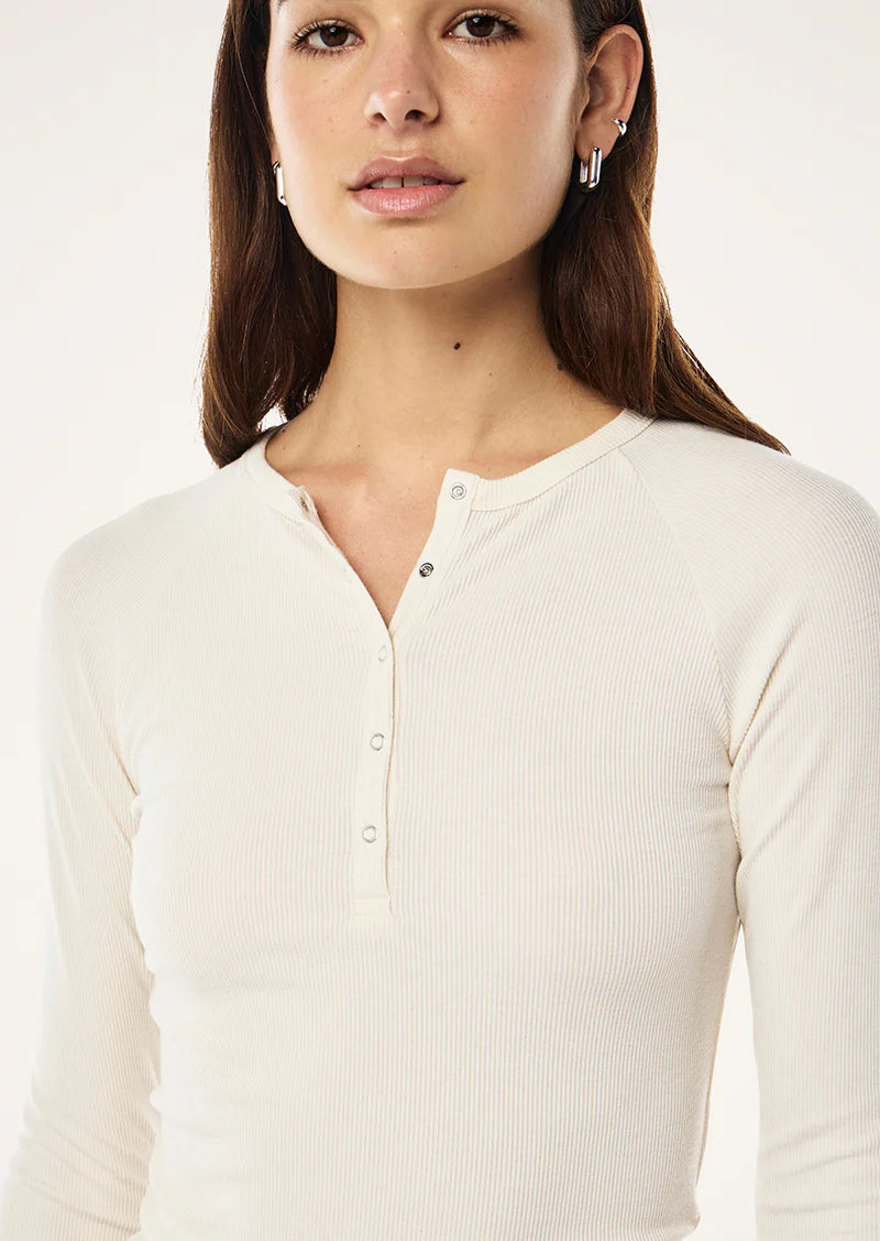 Prive Rib Long Sleeve Tee - Whisper White P.E Nation