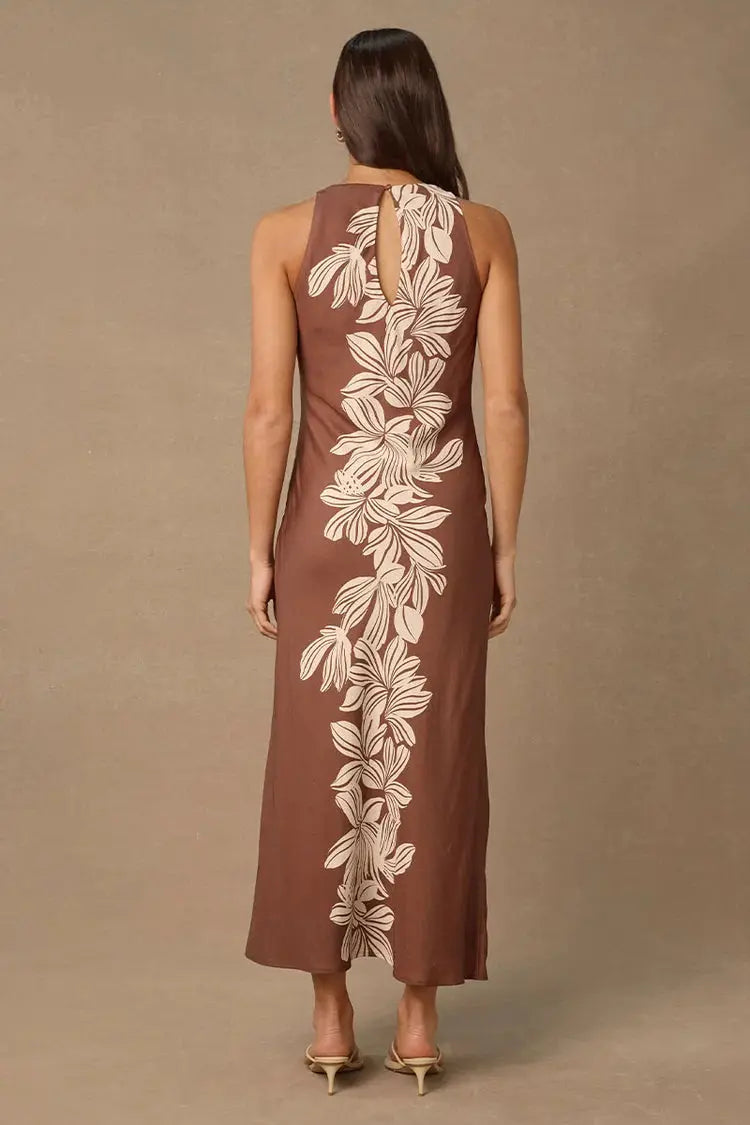 Palmera Maxi Dress - Cocao Base Palmera Floral Mon Renn
