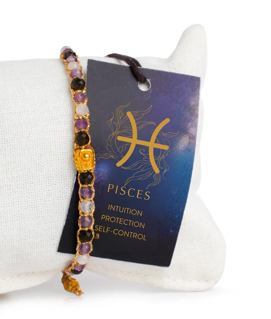 Pisces Crystal Zodiac Gemstone Bracelet - Gold (Copy) Nusands