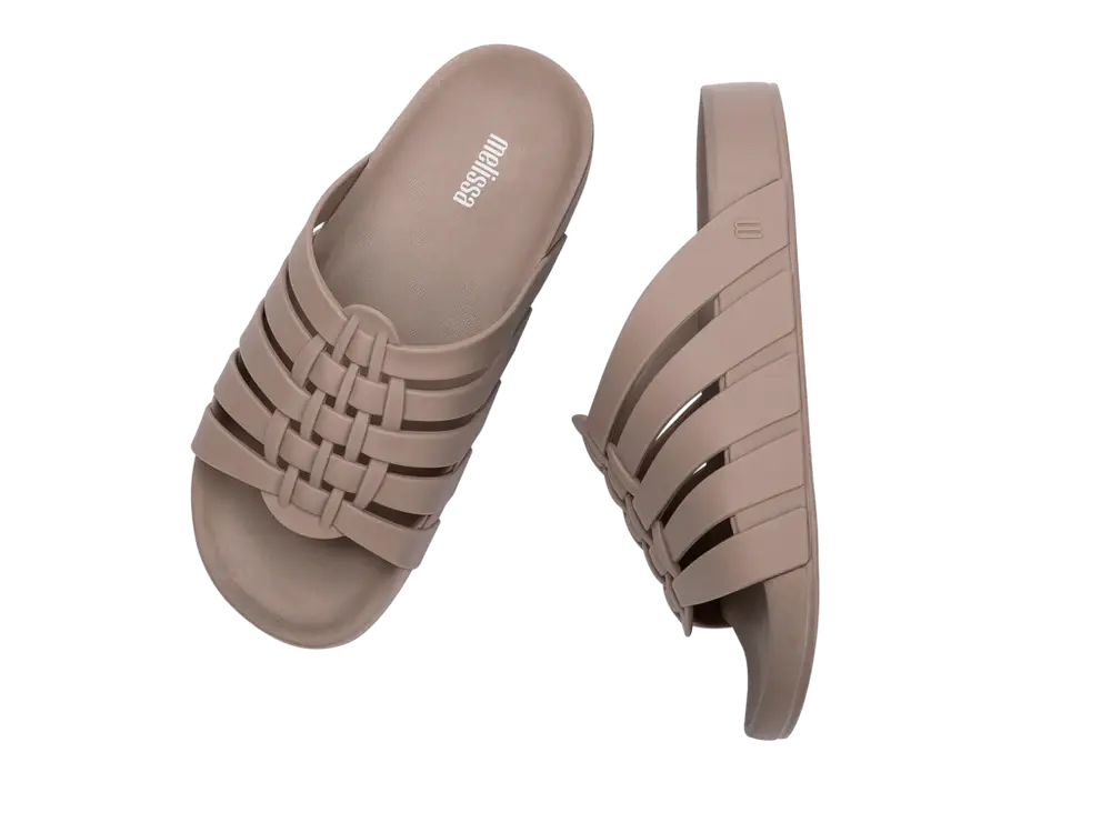 Melissa Possession Slide - Matte Beige birds eye view pair