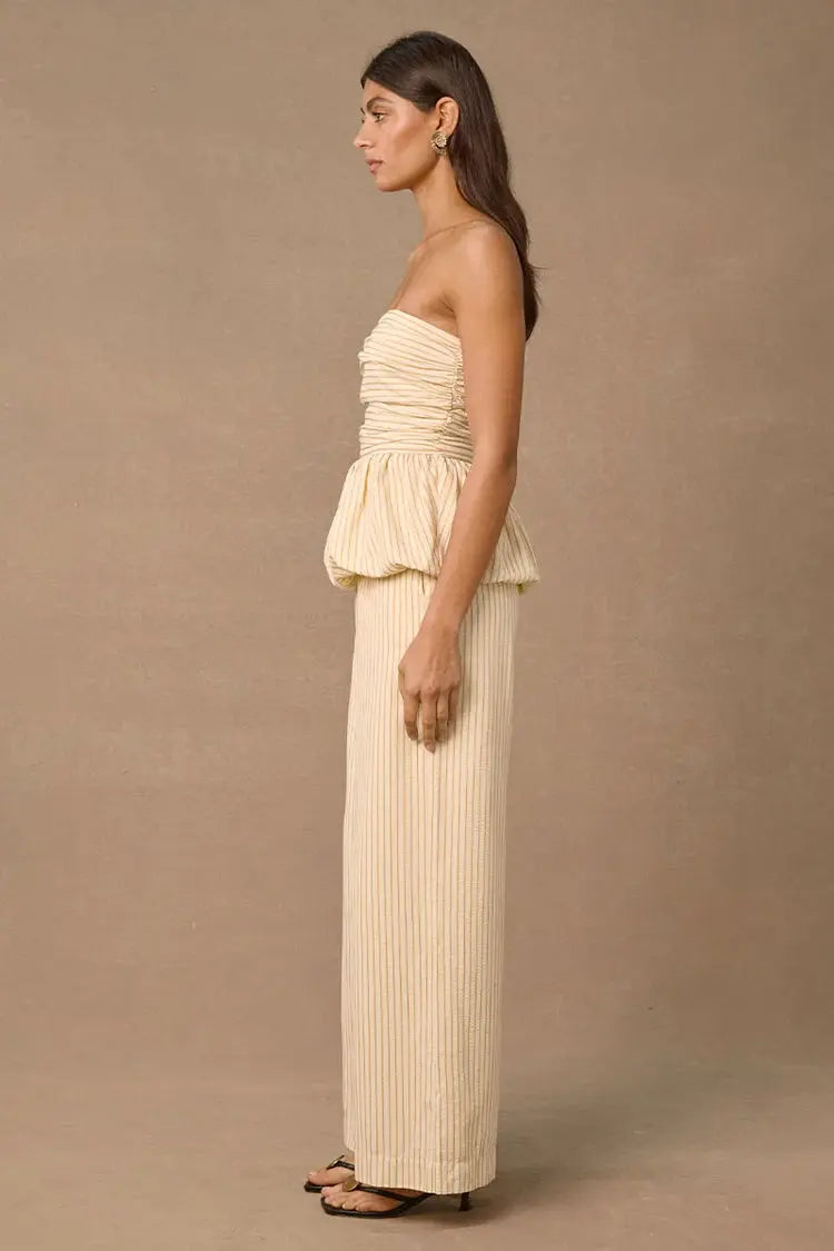 Radiance Bubble Hem Top - Wheat Stripe Mon Renn