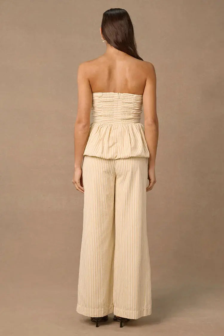 Radiance Bubble Hem Top - Wheat Stripe Mon Renn
