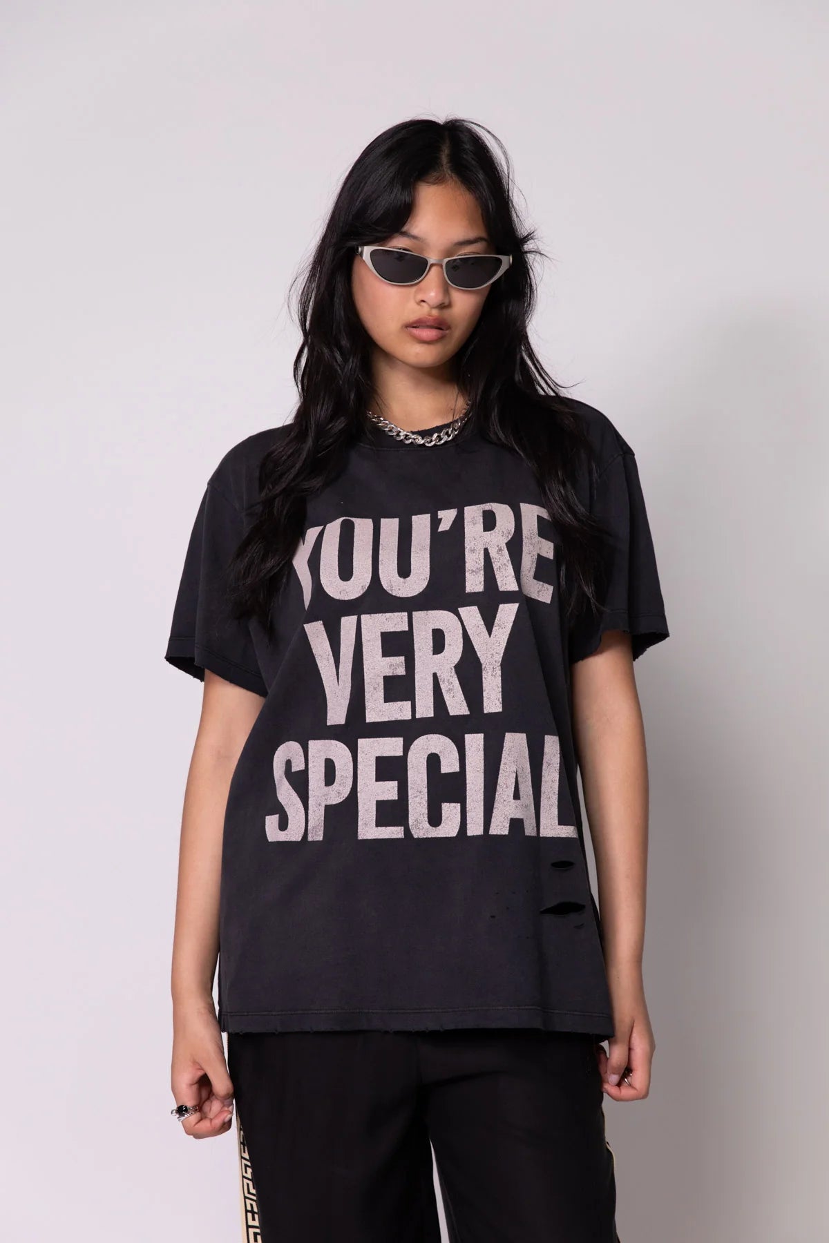 Vintage Black YVS Trashed Tee Something Very Special
