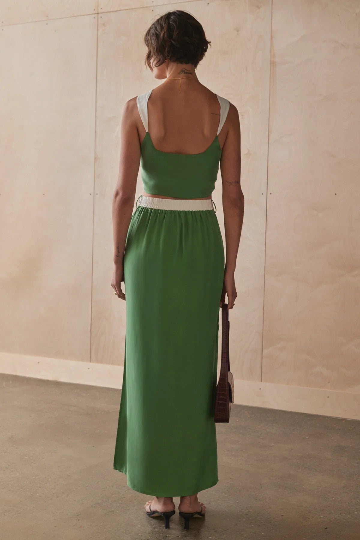 Sancia Matilda Top - Matcha at cloth in brick back view