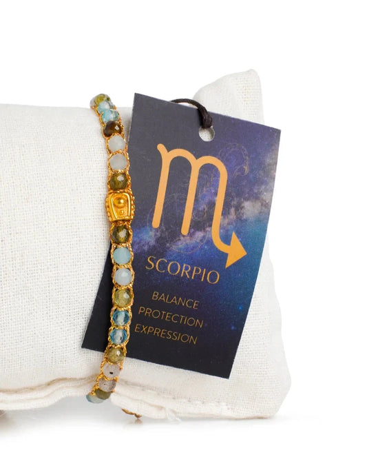 Scorpio Crystal Zodiac Gemstone Bracelet - Gold Nusands