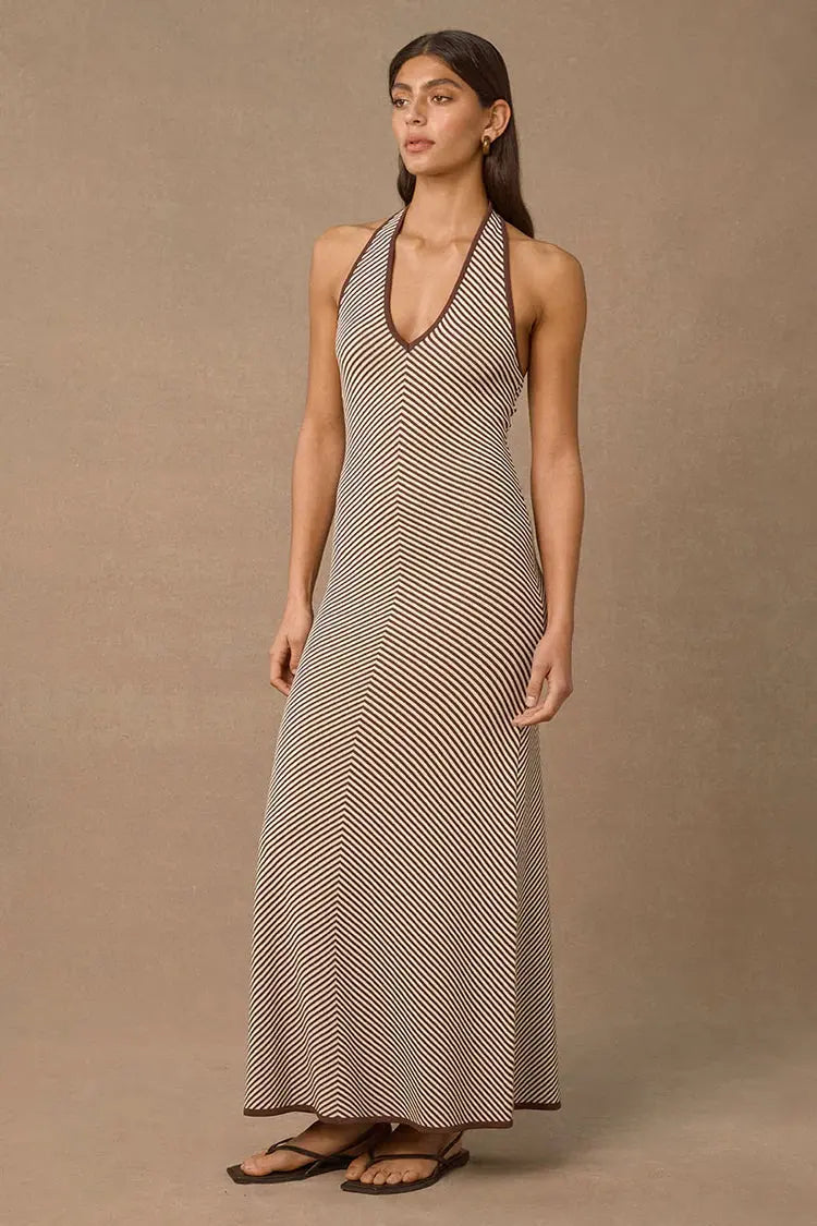 Shoal Knit Halter Dress - Malibu Stripe Mon Renn