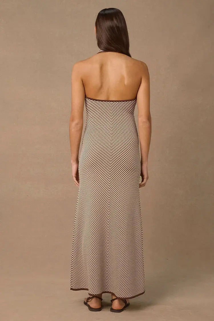 Shoal Knit Halter Dress - Malibu Stripe Mon Renn
