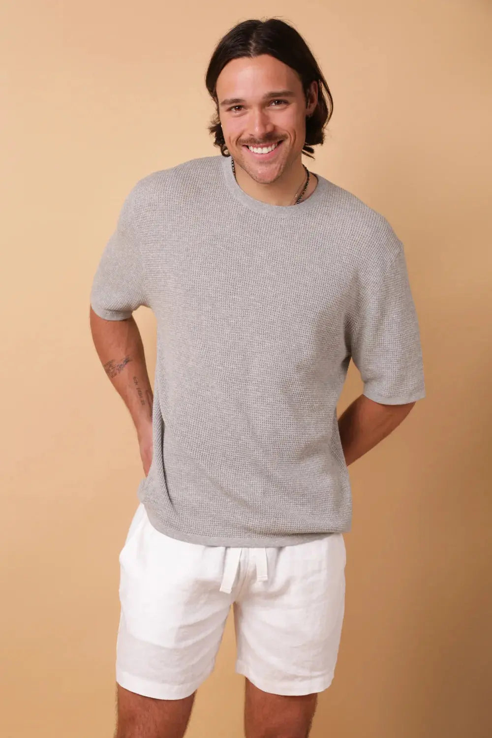 Soft Knit Tee White Grey Kore Studios