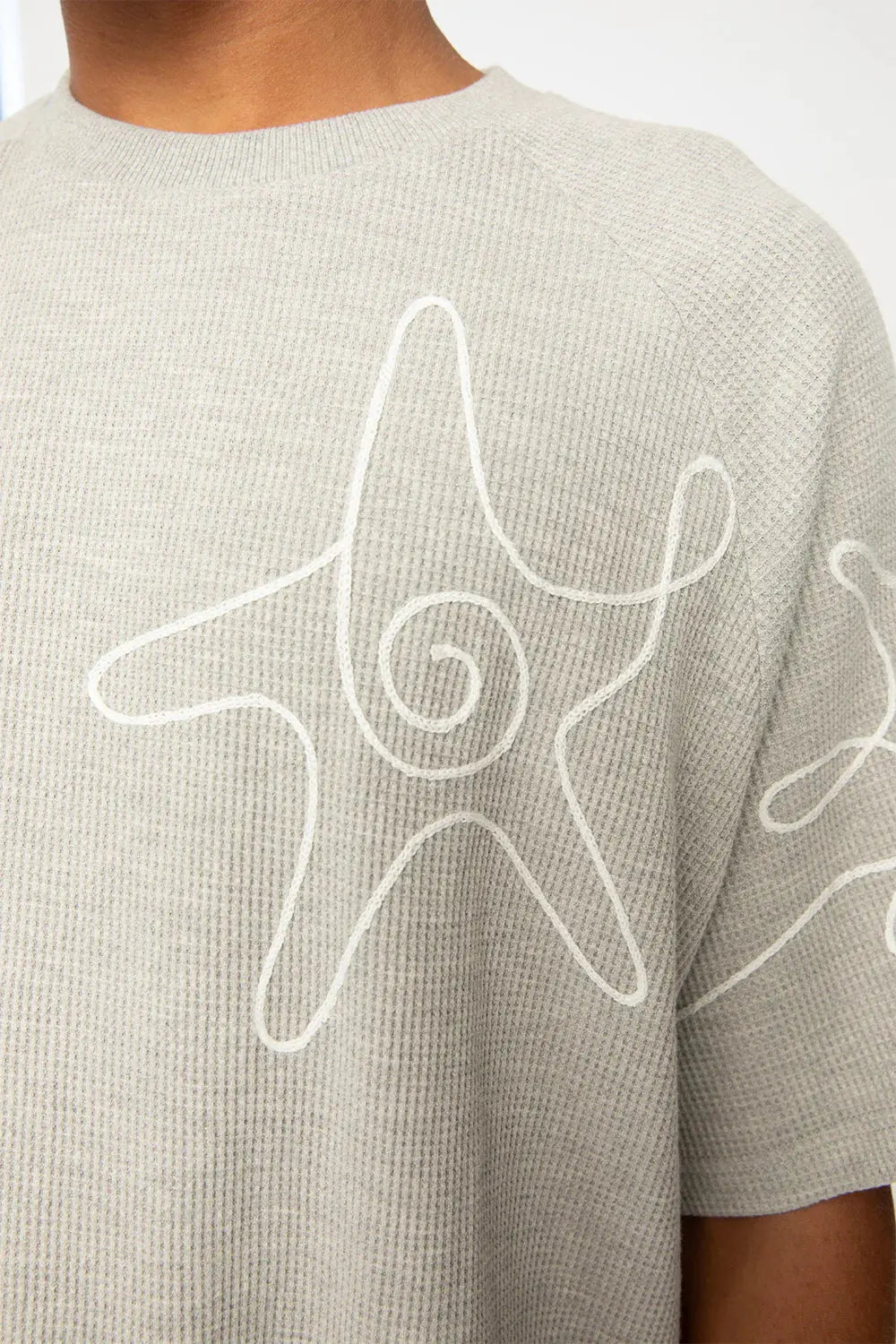 Star Sun Embroidery Tee - Grey By Johnny
