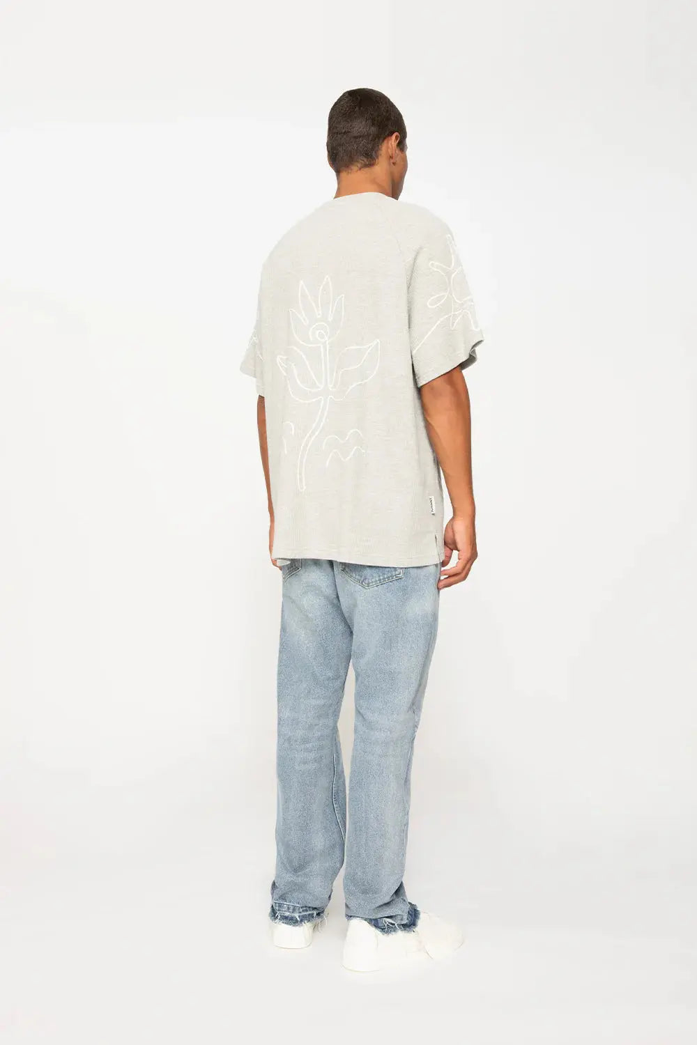 Star Sun Embroidery Tee - Grey By Johnny