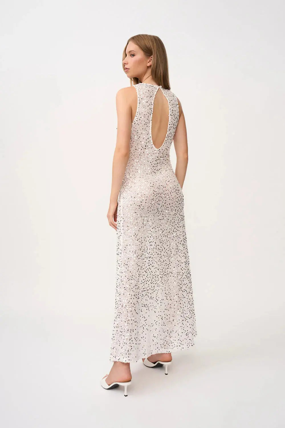 Stellar Sheer Sequin Dress - Silver White By Johnny