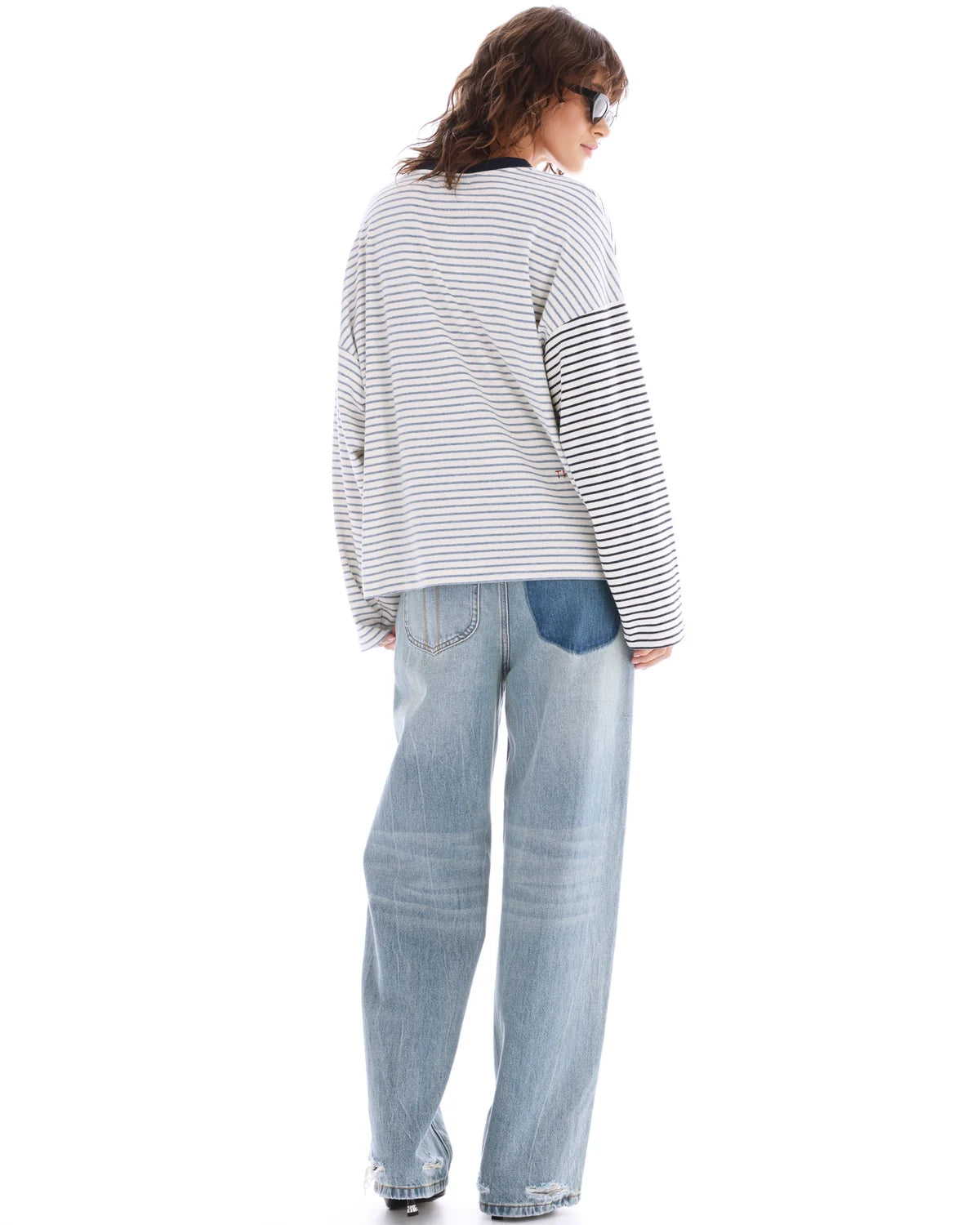Lexy Soft Stripe Patchwork Tee - Blue The Tales