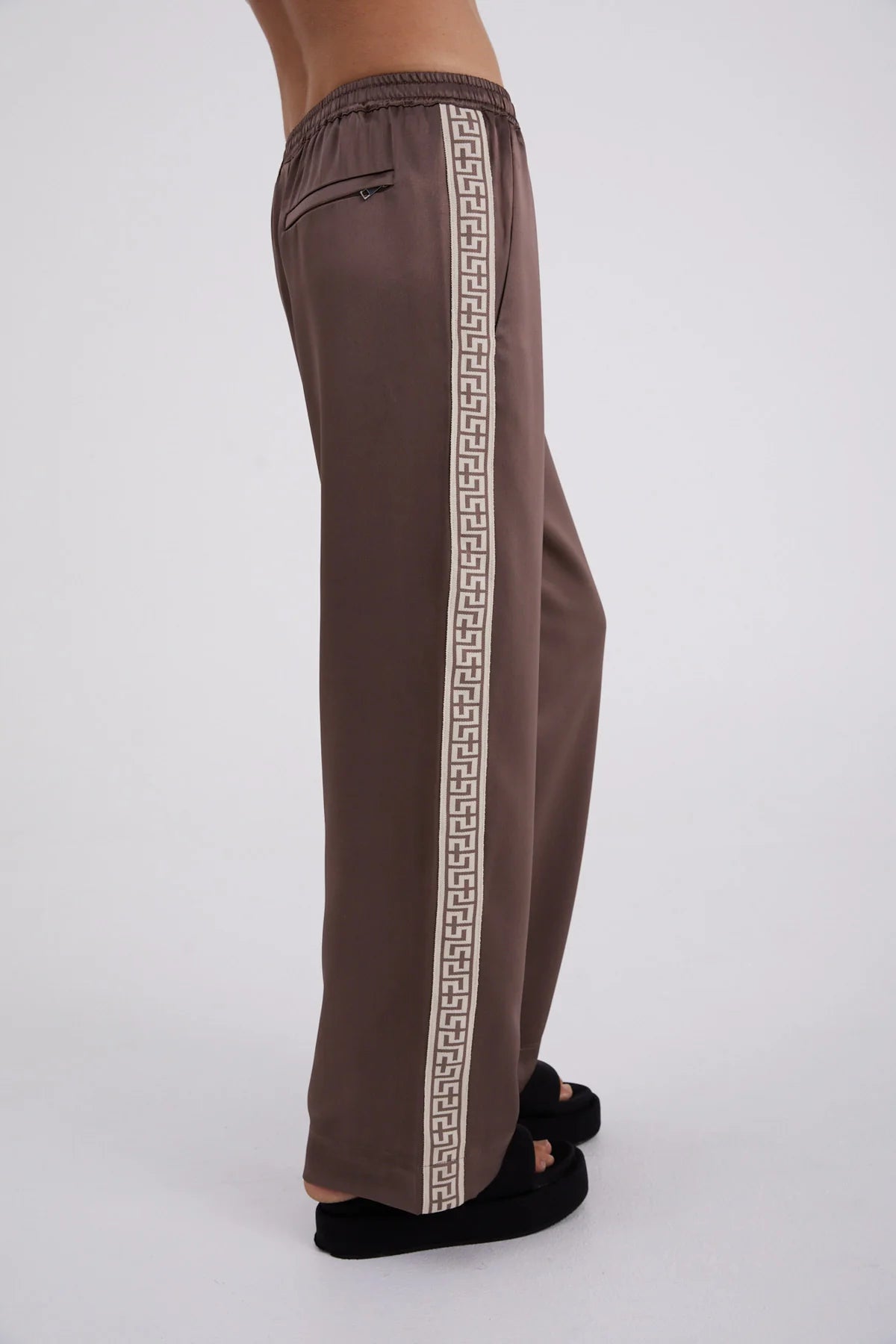 Geo Satin Vacay Pants - Taupe Something Very Special