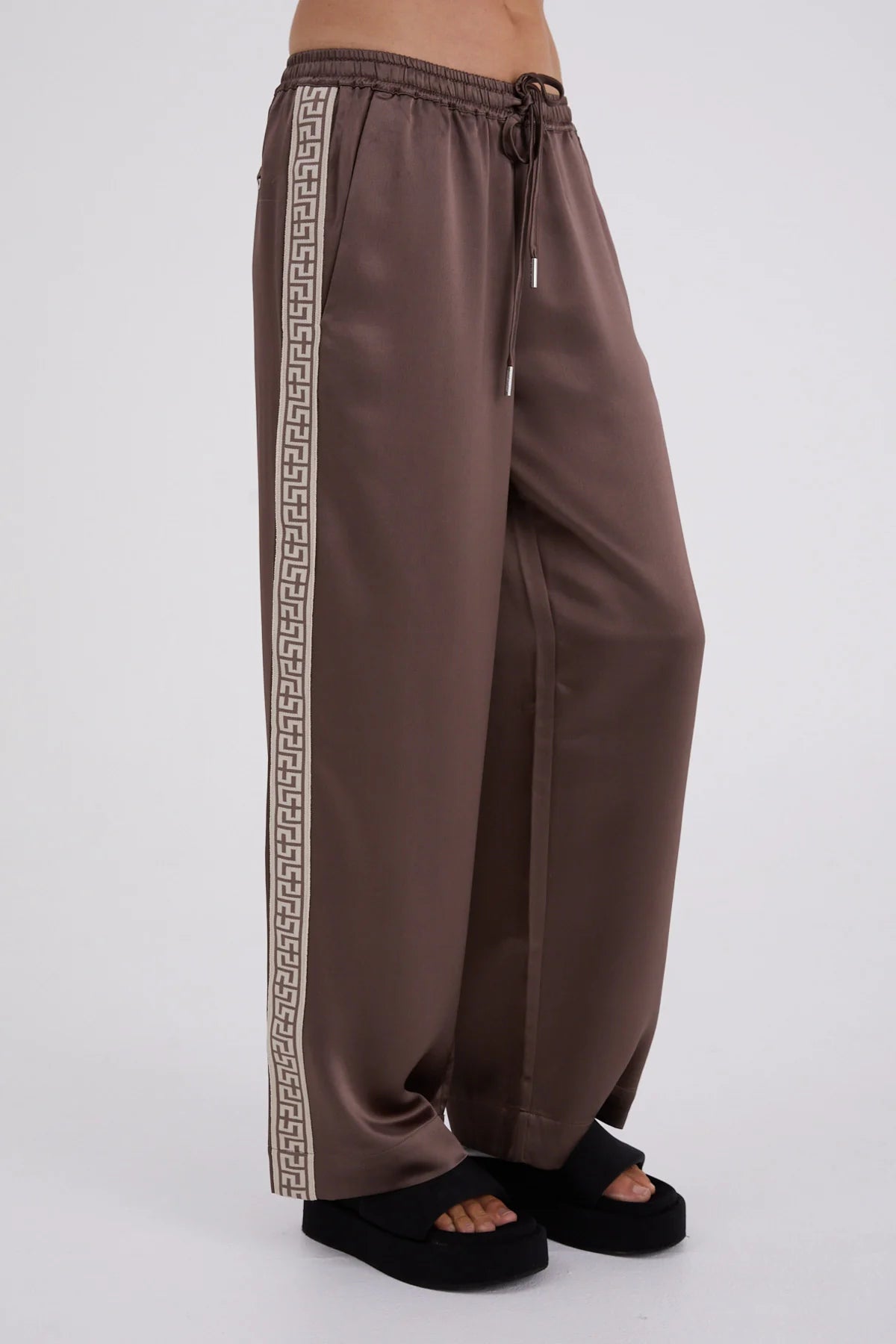 Geo Satin Vacay Pants - Taupe Something Very Special