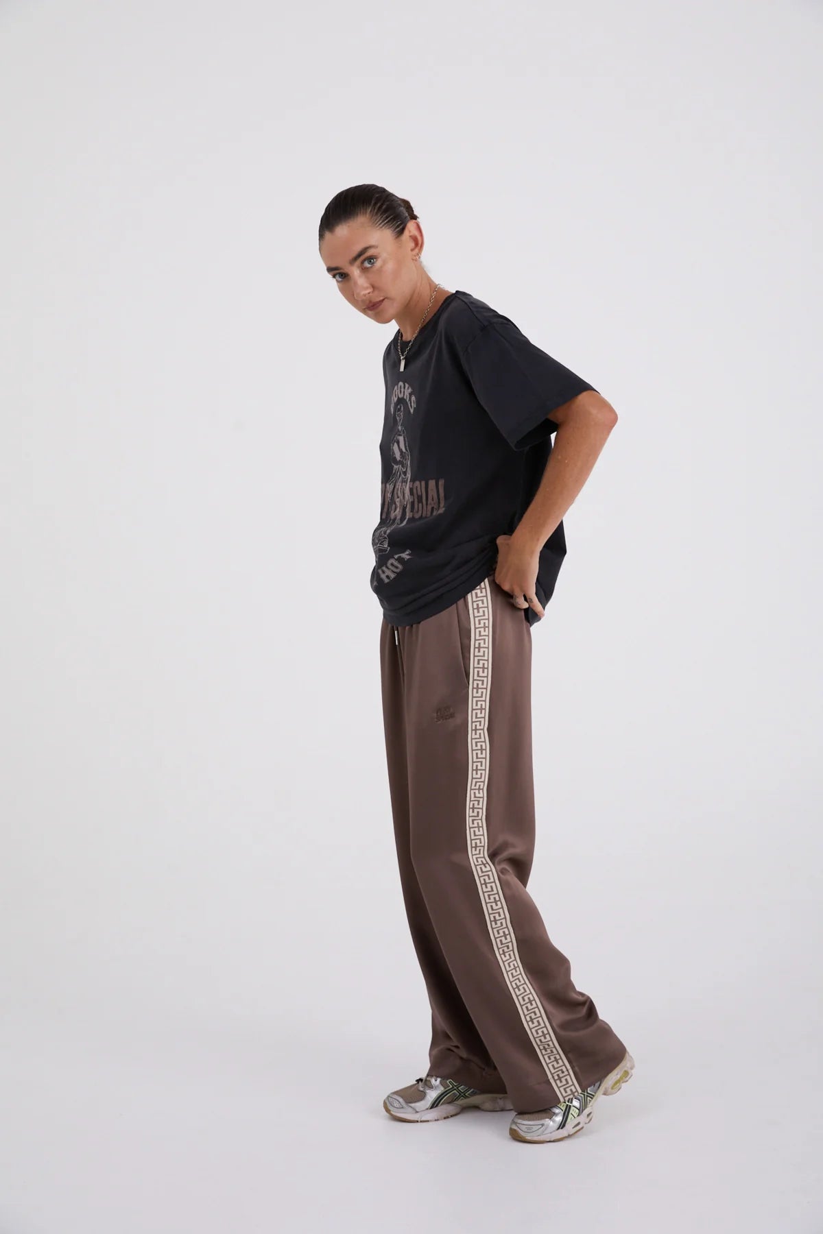 Geo Satin Vacay Pants - Taupe Something Very Special