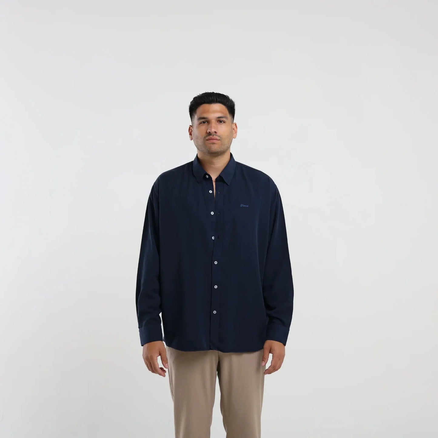Tencel Long Sleeve Shirt - Navy Vons Collective