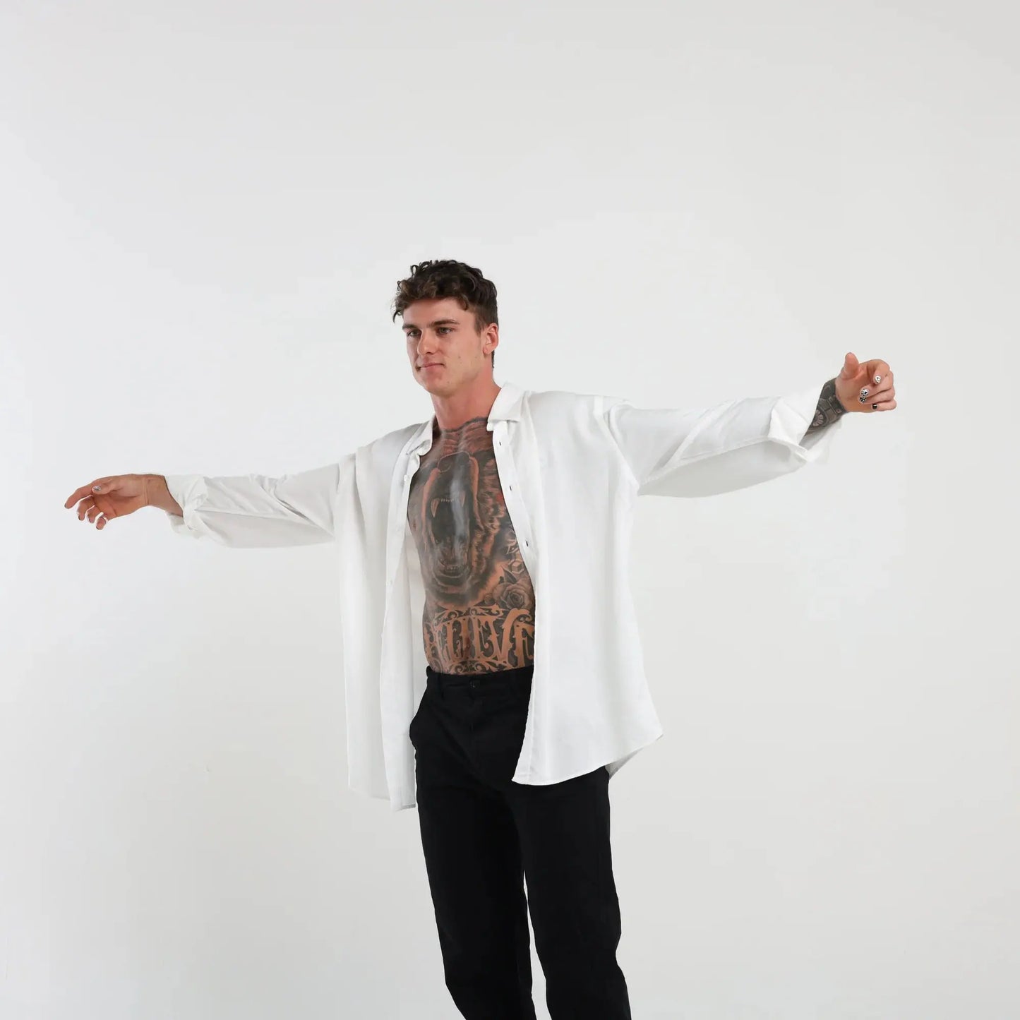 Tencel Long Sleeve Shirt - White Vons Collective
