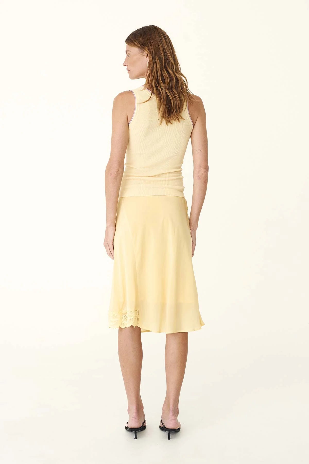 Tessa Silk Midi Skirt - Lemon Rowie