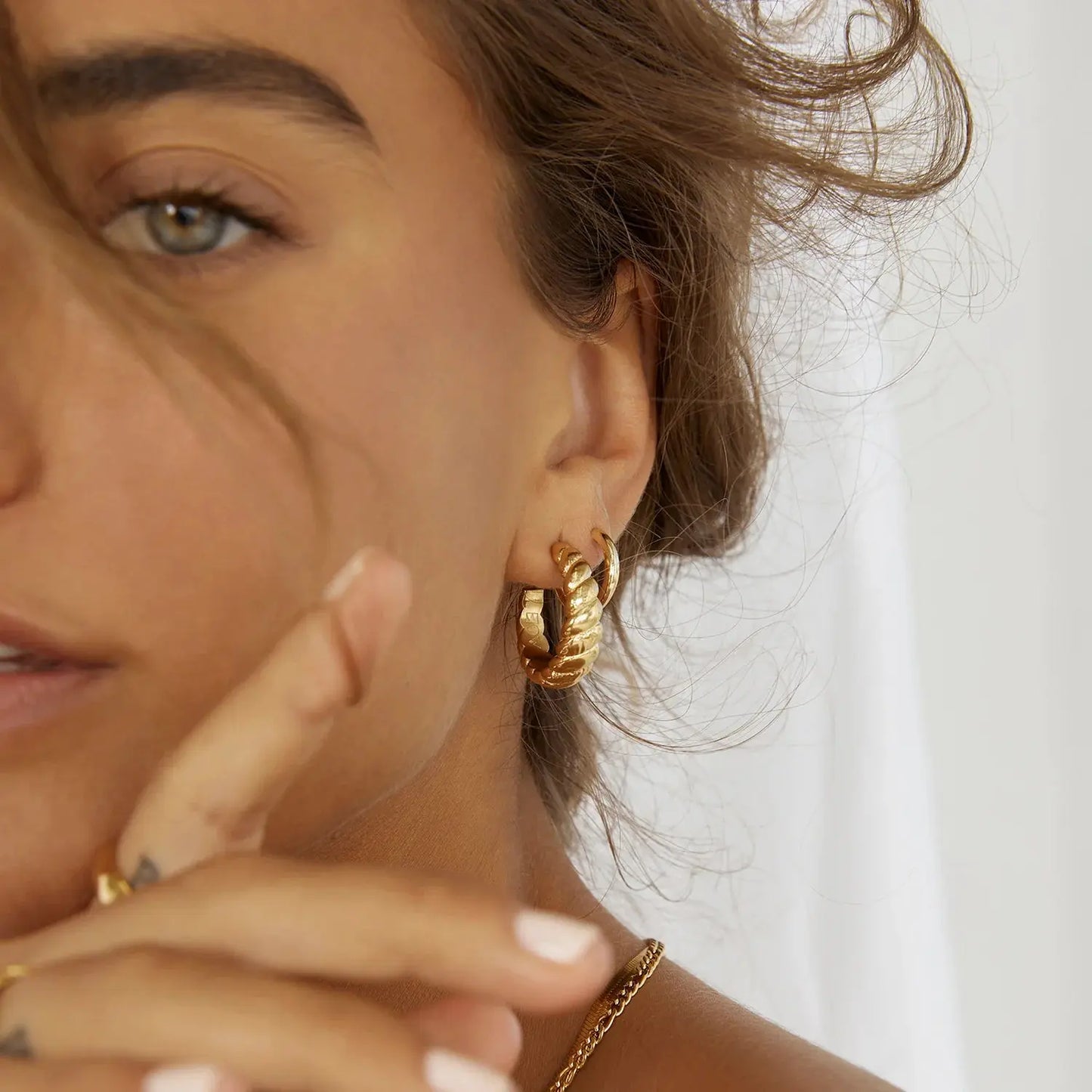 Tilly Gold Hoop Earrings Arms of Eve