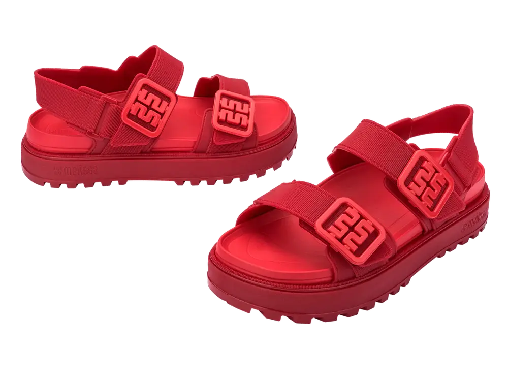 Melissa Towny Sandal Red Various Angles in One Photo
