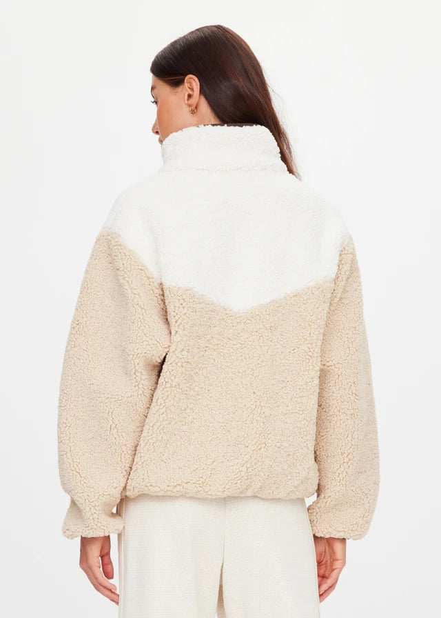 Harlow Fleece Zip Through - Pebble The Upside
