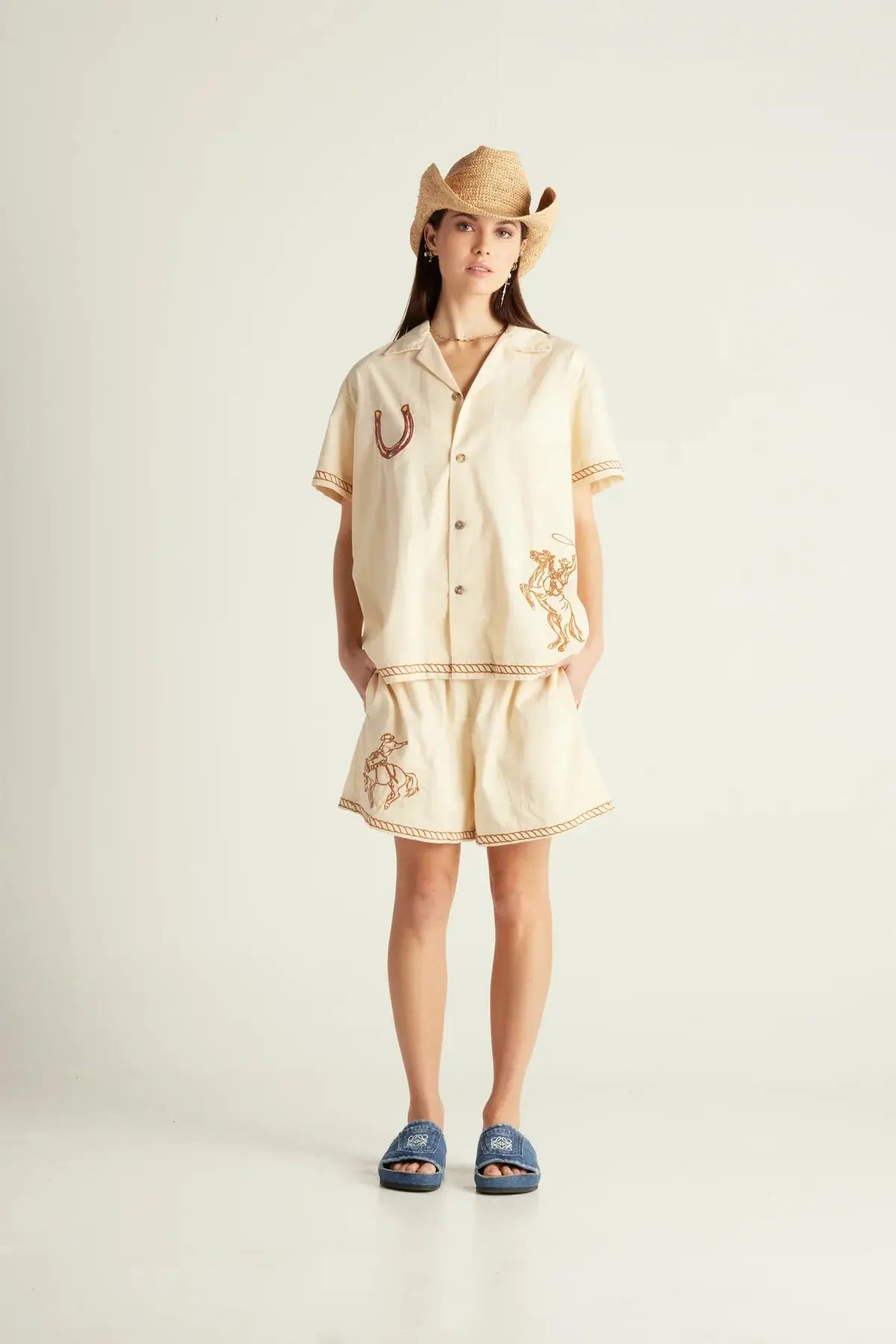 Yee Haw Cowboy Cotton Shirt - Natural The Tales