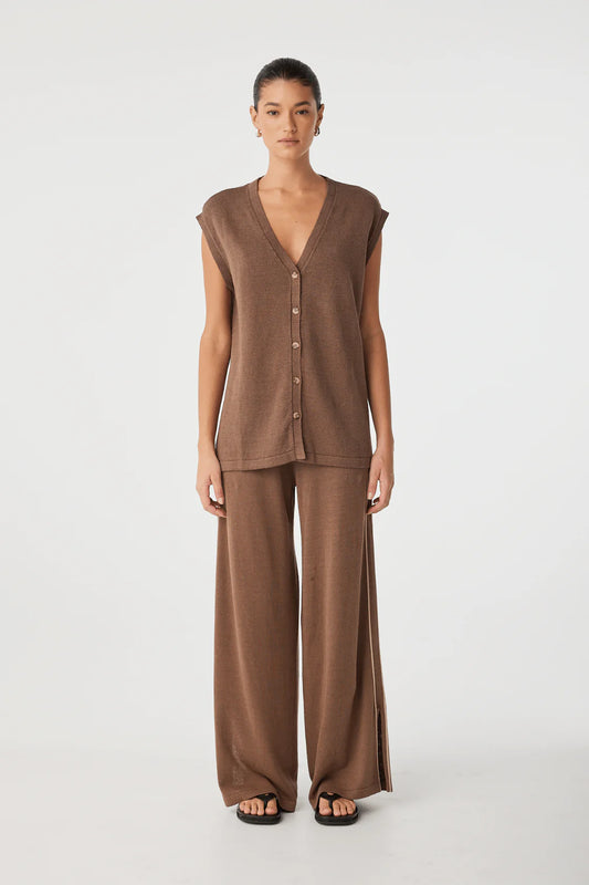 Ada Cotton Linen Vest - Cacao