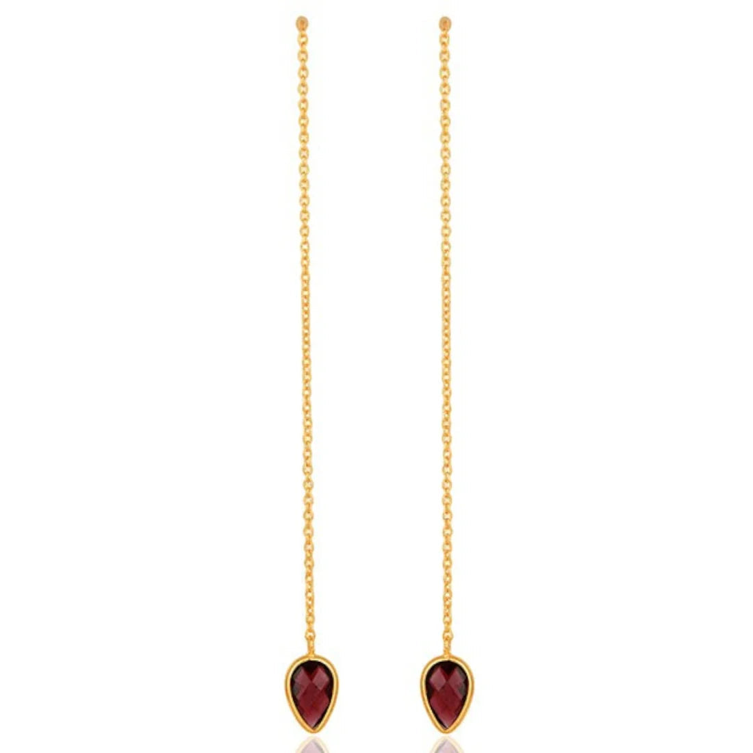 Bloodstone Thread Earrings - Gold Tania Claire