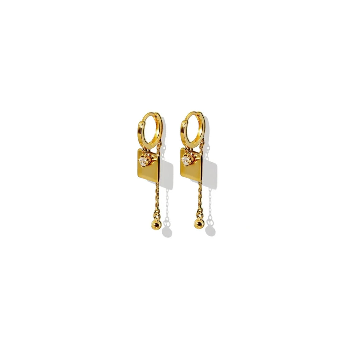 Geometric Drop Earrings With Charm Tania Claire