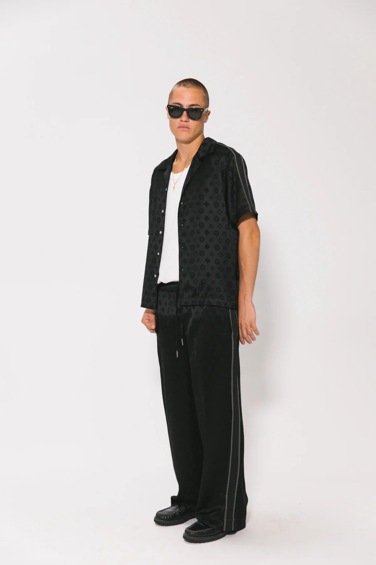 Satin Jacquard Vacay Pants - Black Something Very Special