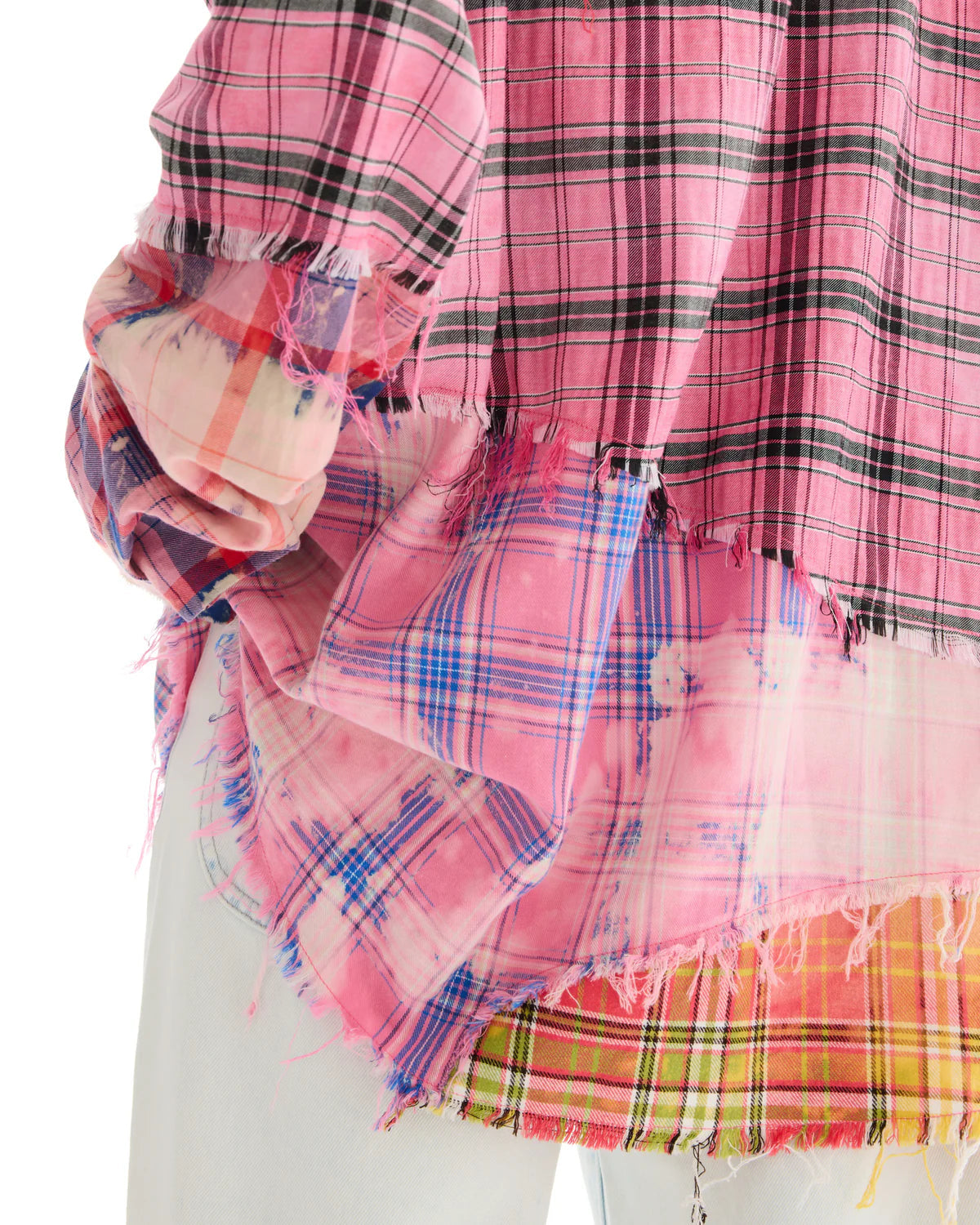 Reworked and Destroyed Check Shirt - Pink The Tales