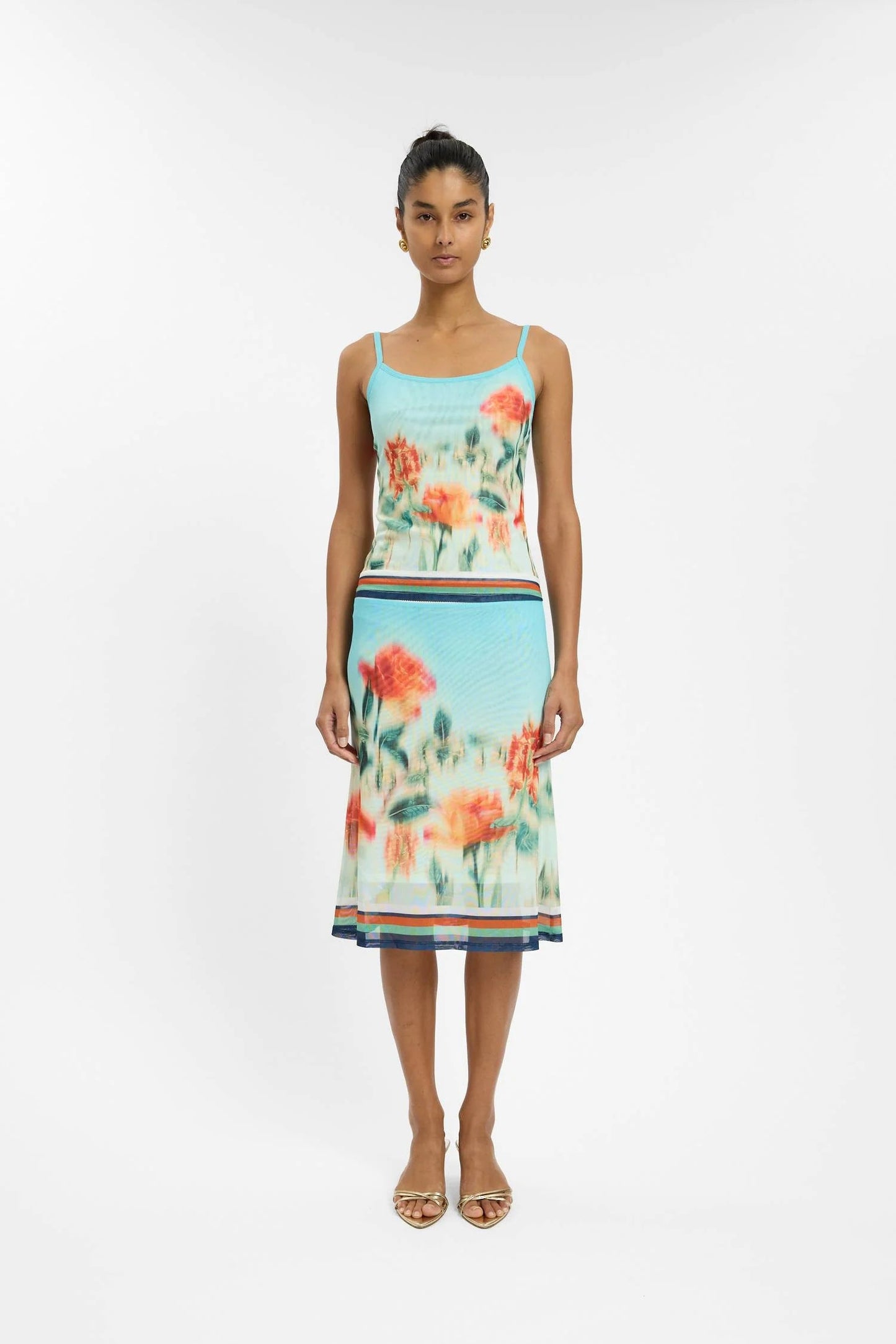 Midi Skirt - Mesh Baby Blue With Harper Lu