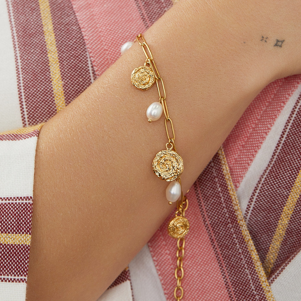 Spirallo Pearl Bracelet - Gold Carly Paiker