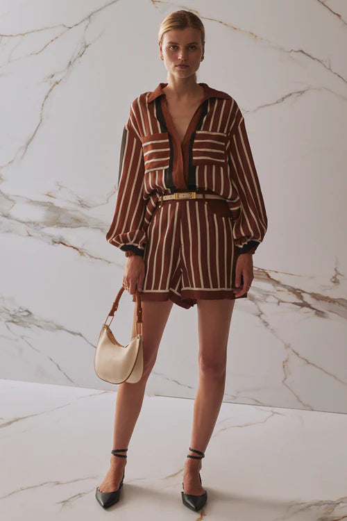Trista Shorts - Cherrywood Stripe Sancia