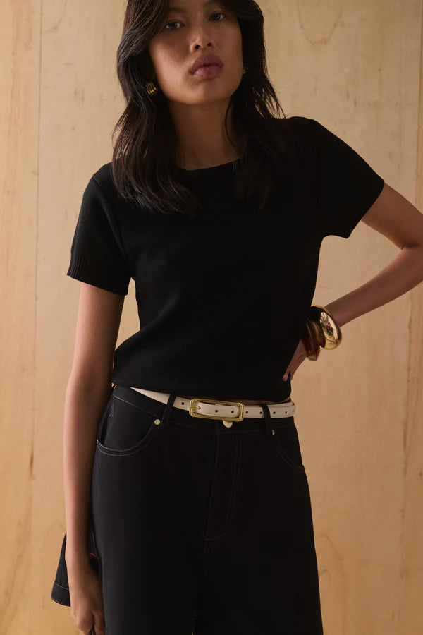 Emi Knit Tee - Noir Sancia