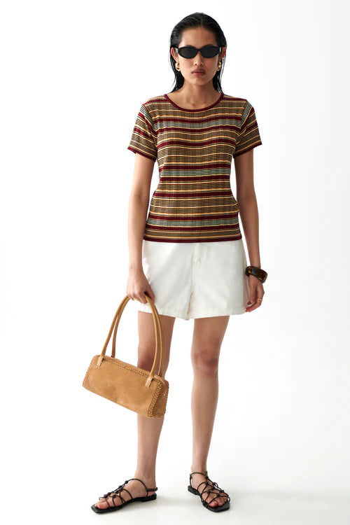 Caen Knit Top - Bordeaux Stripes Sancia