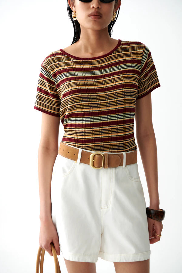 Caen Knit Top - Bordeaux Stripes Sancia